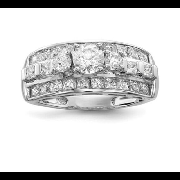 New Sterling Silver Rhodium-plated CZ Ring - Picture 1 of 4